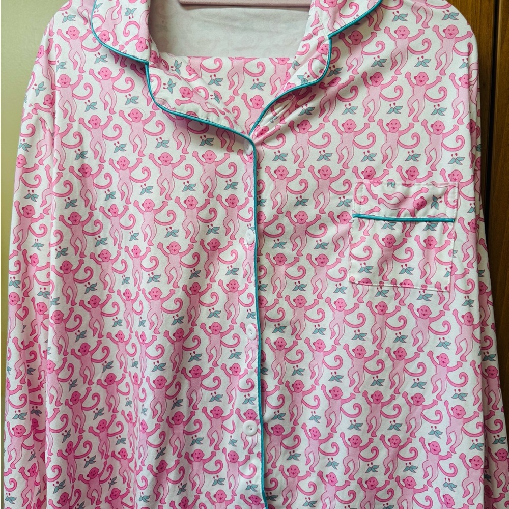 Pink Monkey Pajama Set